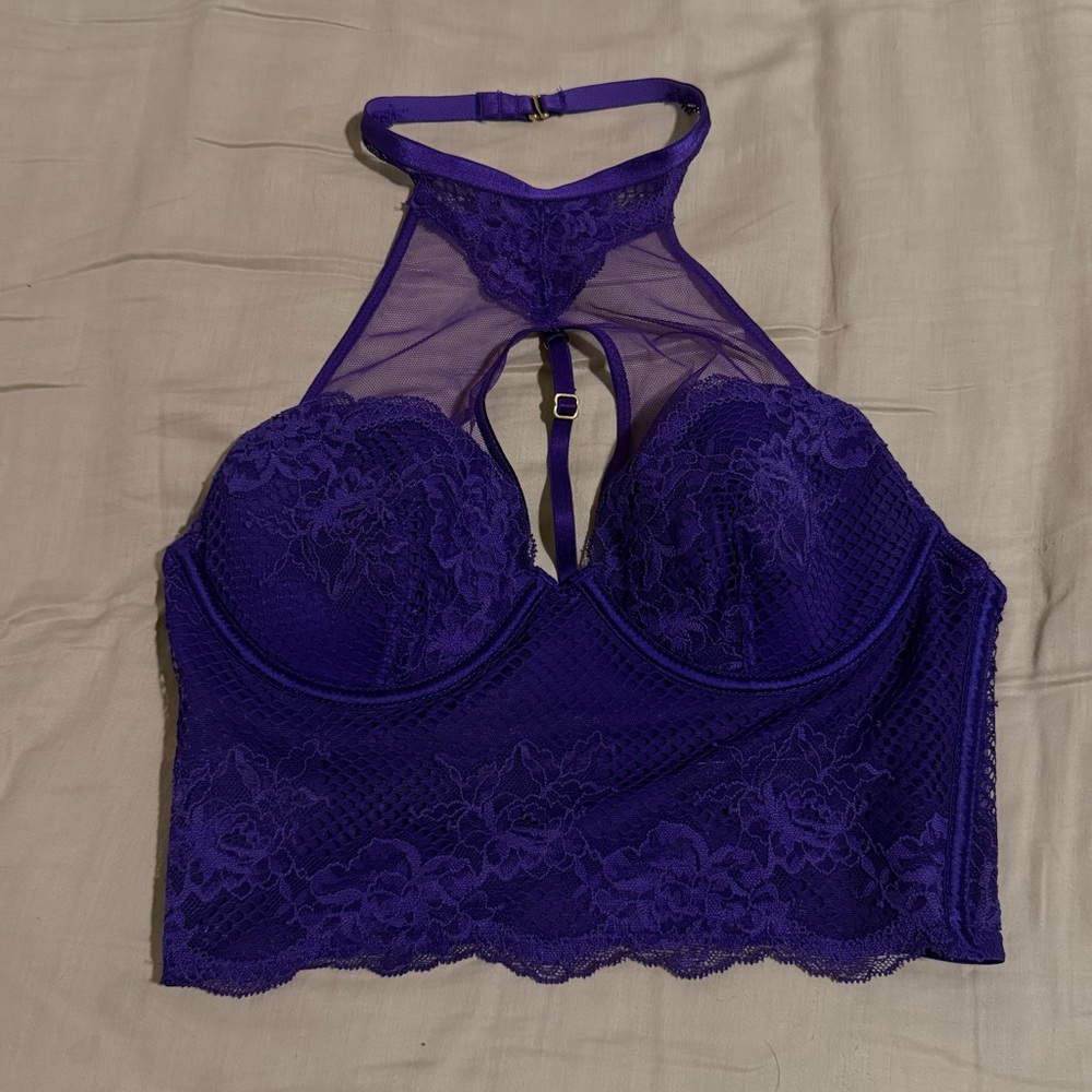 Victoria’s Secret Purple Lace Halter Bralette Corset